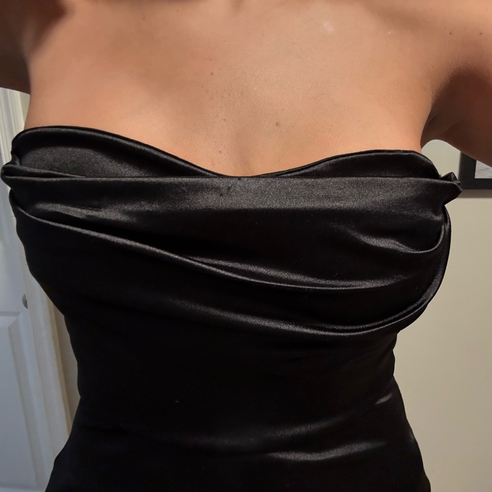 Windsor Black Satin Strapless Dress